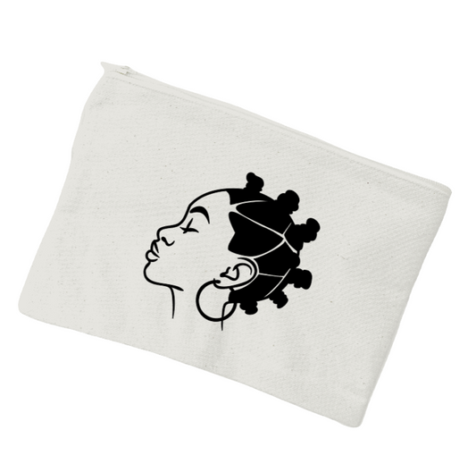 Bantu Knot Canvas Pouch