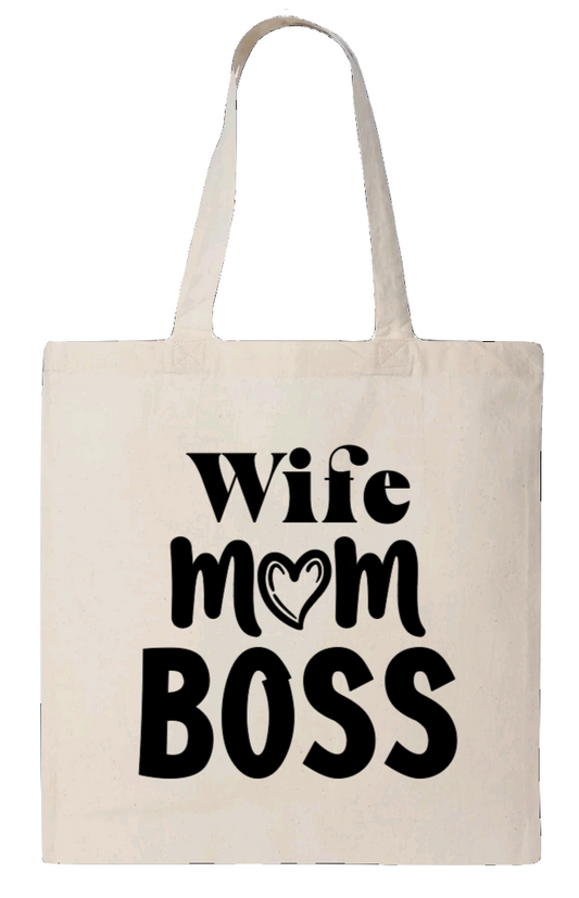 Mom,Wife,Boss Canvas Tote Bag